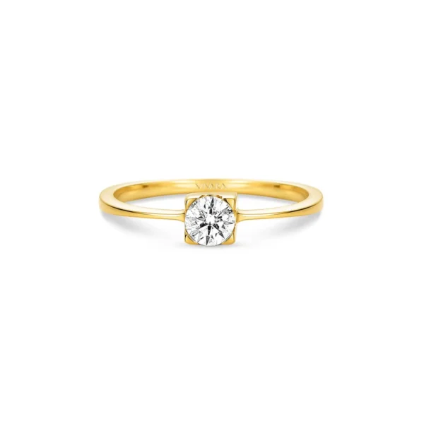 OR51- ANILLO COMPROMISO SOLITARIO ORO 18K CON CUBIC - Image 2