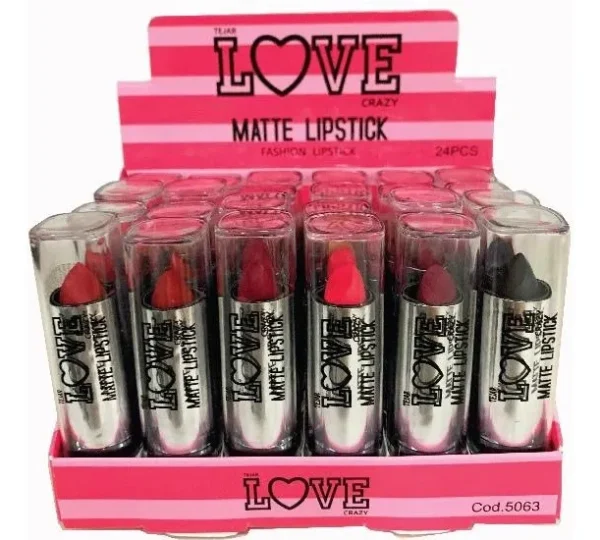 MAKE005- LABIAL MATTE TEJAR LOVE CRAZY (PACK X 5 UNIDADES) ACABADO MATE COLOR ROJO