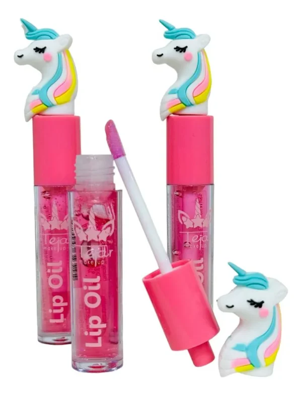 MAKE006- LIP GLOSS UNICORNIO CON GLITTER TEJAR MAKE UP COLOR ROSA