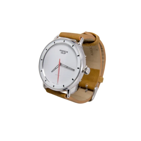 RELOJ KNOCK OUT CON MALLA CON GAMUZA Y CUADRANTE BLANCO-REJ0